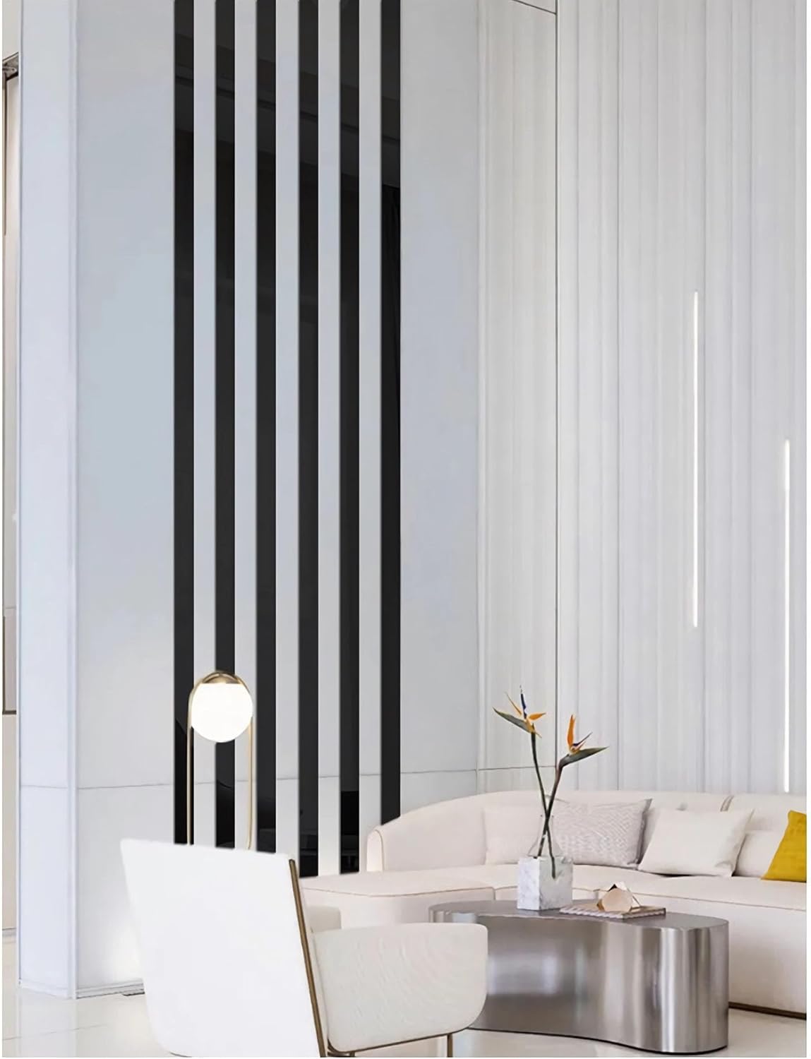 15 pcs self-adhesive flexible molding trim, vibrant mirror like stickers, removable decals stickers for wall frames/wallpaper border/waist lines(black) black 15.8" x 0.8"