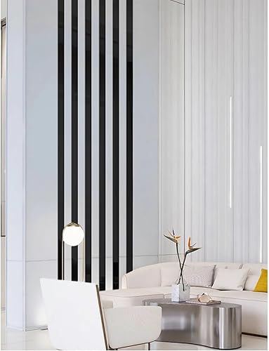 15 piezas de moldura flexible autoadhesiva, calcomanías vibrantes como espejos, calcomanías extraíbles para marcos de pared/borde de papel Negro