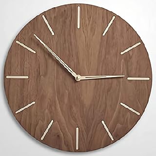 ArogGeld Mid Century Style Wooden Wall Clock Modern Round School Clocks Decor 15 Inch Battery Operated Large Decorative Silent Wood Hanging for Bedroom Living Room, One Size