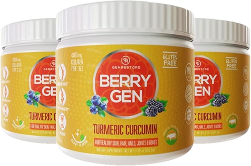Cúrcuma Curcumina Colágeno en Polvo con Vitamina C, Anti-Inflamatoria, Ayuda a mejorar la Salud del Corazón - 90 Porciones - Anti-Envejecimiento y