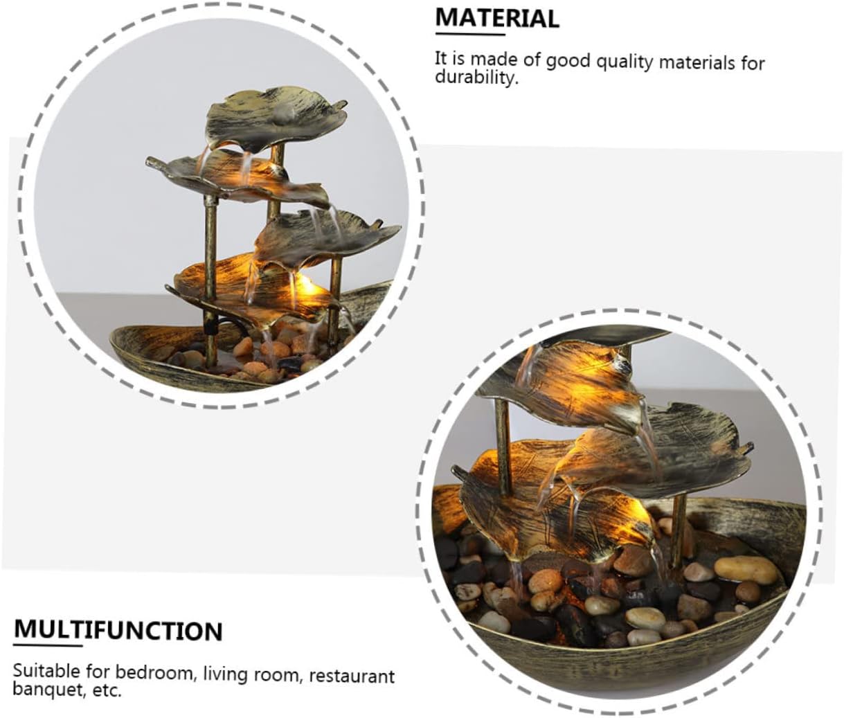 Indoor Outdoor Lotus Leaf Yuanbao Fountain Water Running Ornament Decorative Tabletop Fountain for Home Decor