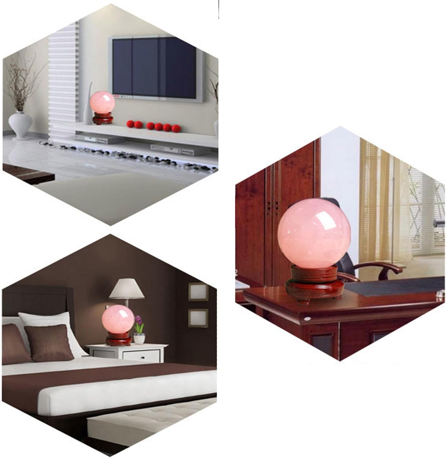Rose Quartz Crystal Sphere Rare Protective Power Stone Ball for Decoration, Feng Shui Hand-Made,Diameter3.2(8cm)