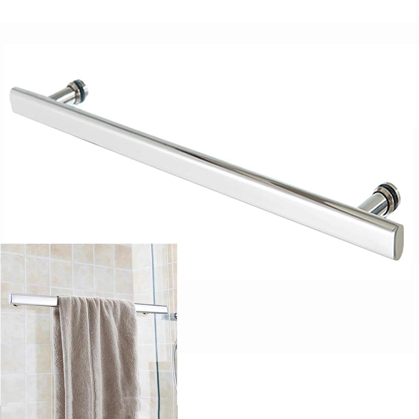 Poignée de porte en verre de salle de bain acier inoxydable bouton douche 500mm