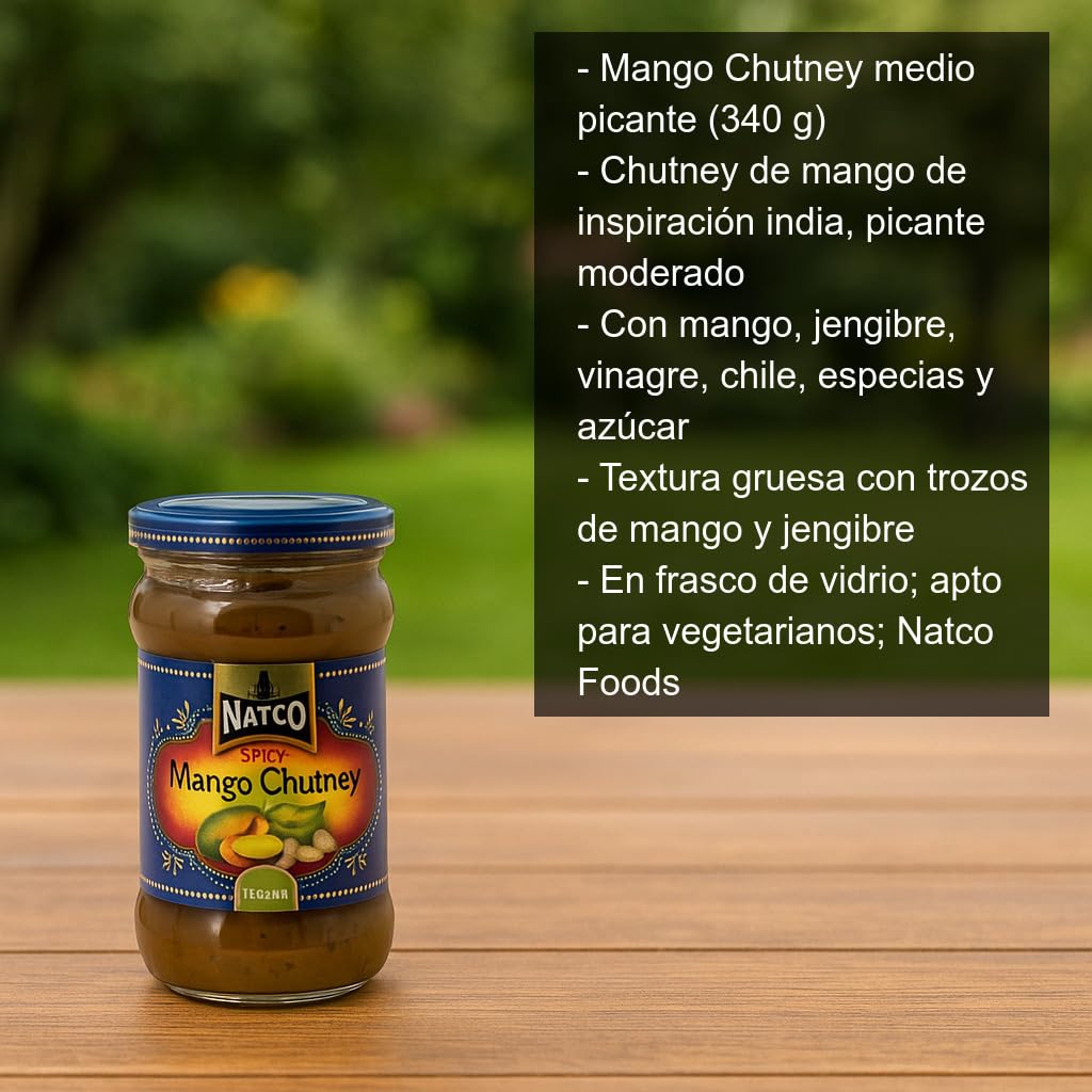 Mango Chutney Medio Picante 340 g Salsa Agridulce con Especias