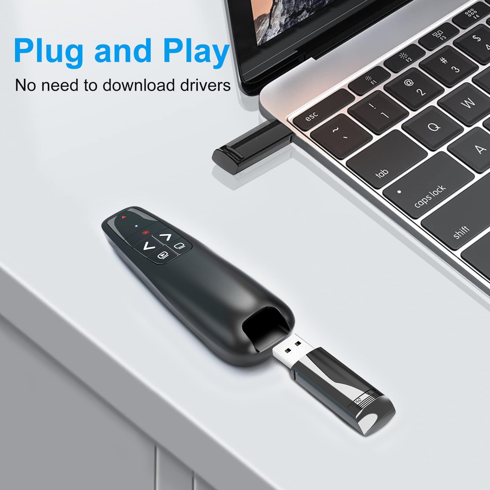 (4 unidades) Control remoto inalámbrico para presentaciones, clicker para laptop, puntero de presentaciones de PowerPoint, clic RF para control remoto de presentaciones, presentación de diapositivas