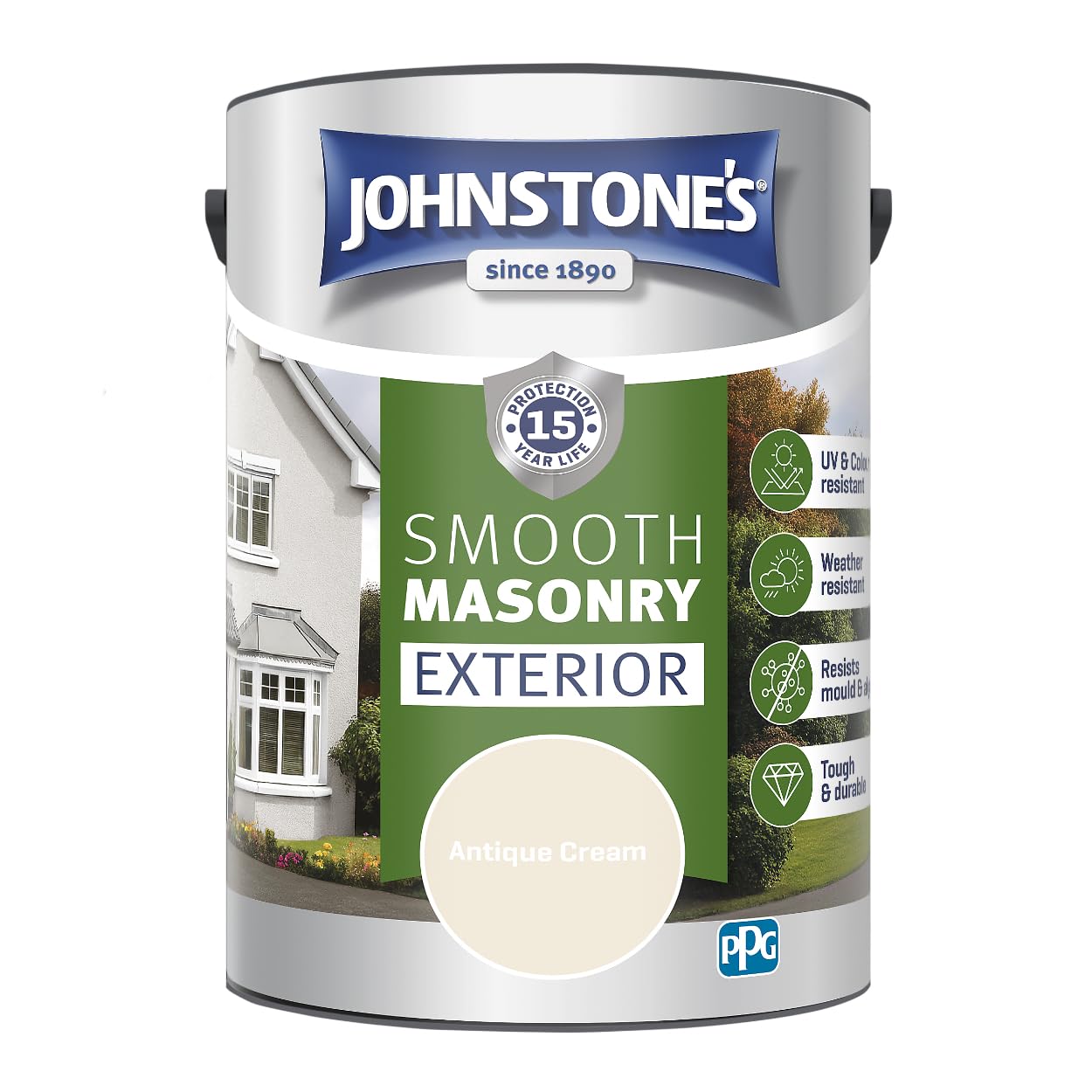Johnstone's - Exterior Smooth Masonry Paint - Antique White - 5L