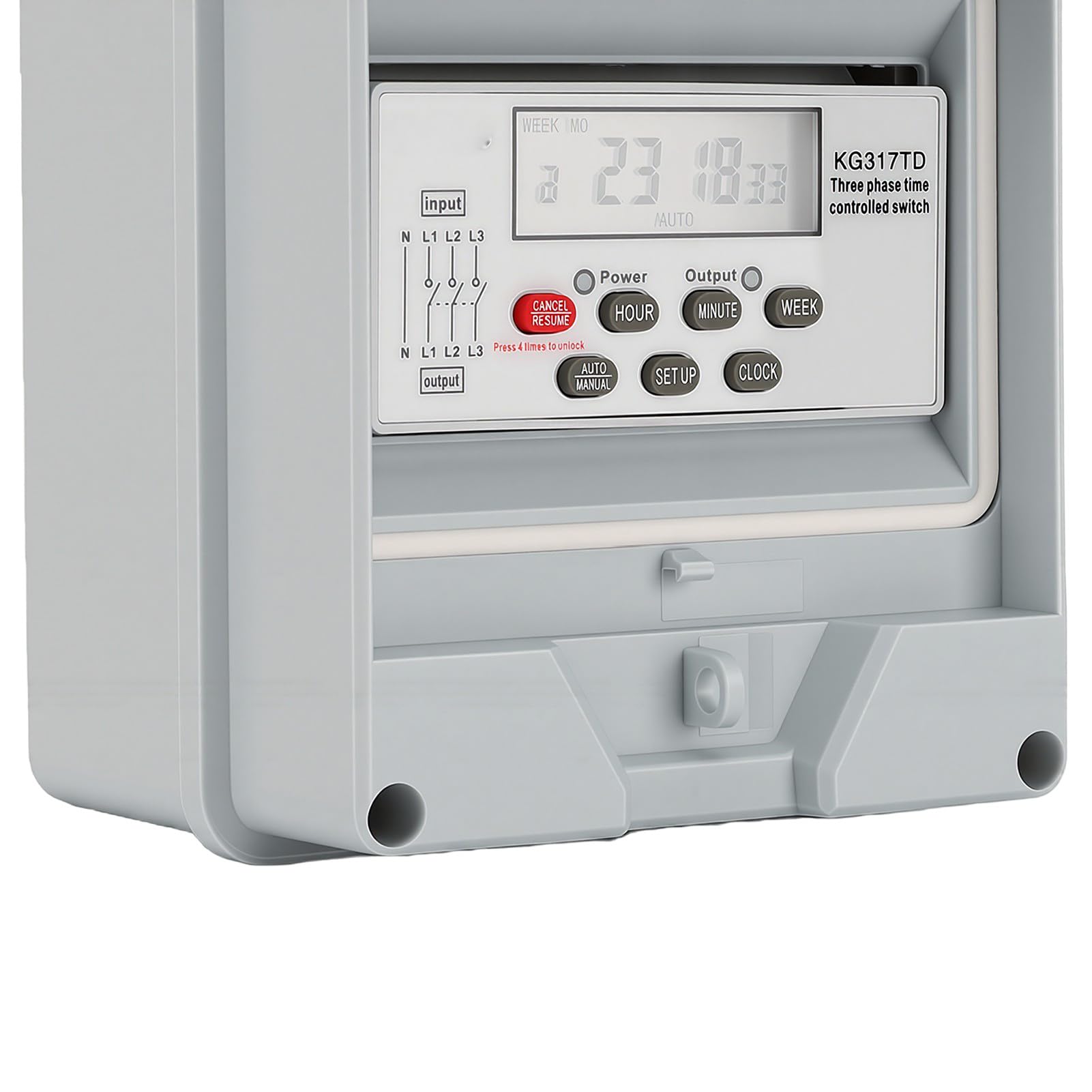 Annadue Interruptor Temporizador de Bomba de Agua Trifásico, Caja de Interruptor de Tiempo Programable Digital 50/60 Hz Montaje en Riel DIN con 24 Configuraciones, Función de Memoria y Batería
