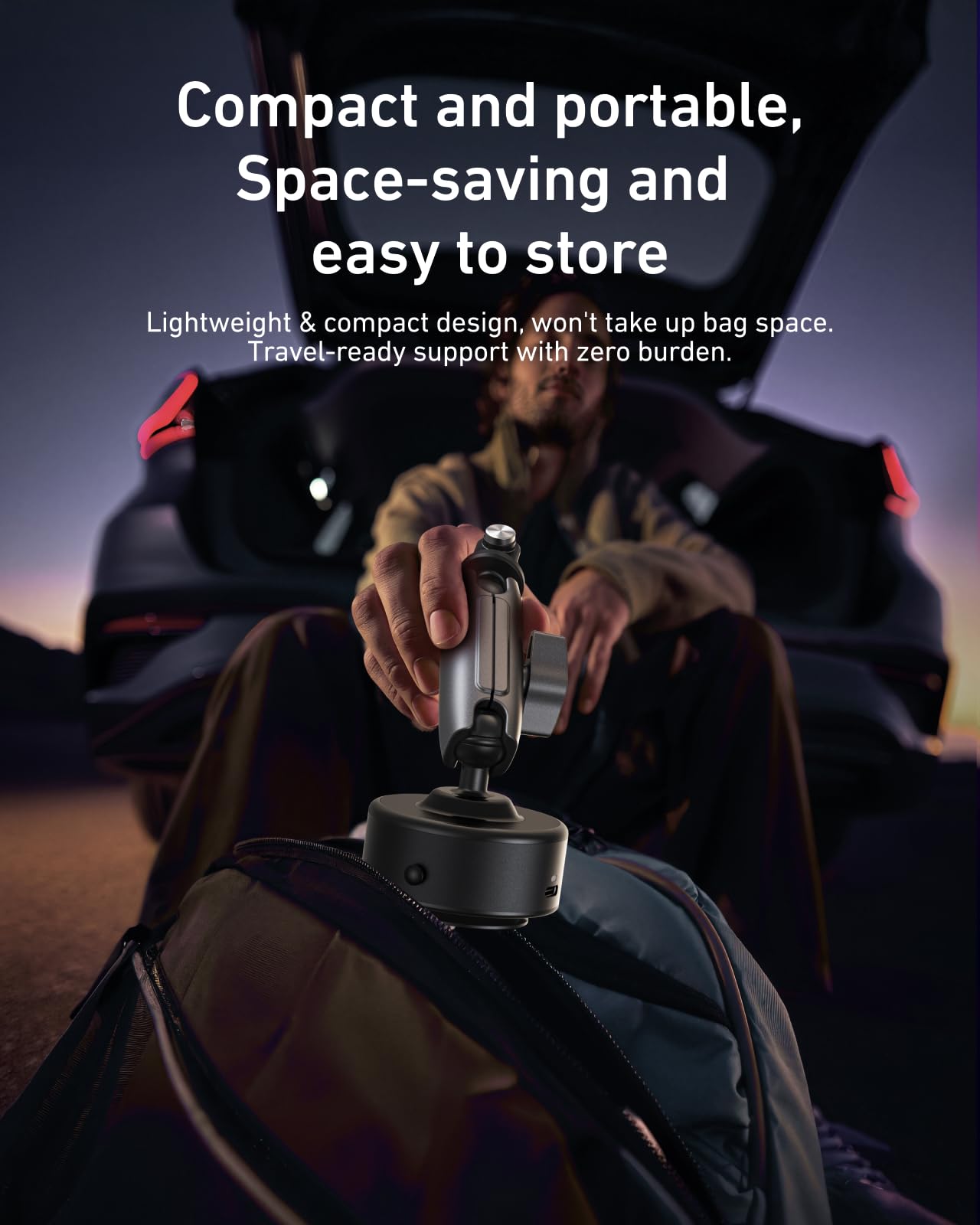 TELESIN Soporte de coche eléctrico con ventosa para DJI Action 6, 5 Pro/4, GoPro Hero 13/12/11, Insta360 X5/X4, ventosa para parabrisas y salpicadero, brazo ajustable de 360°