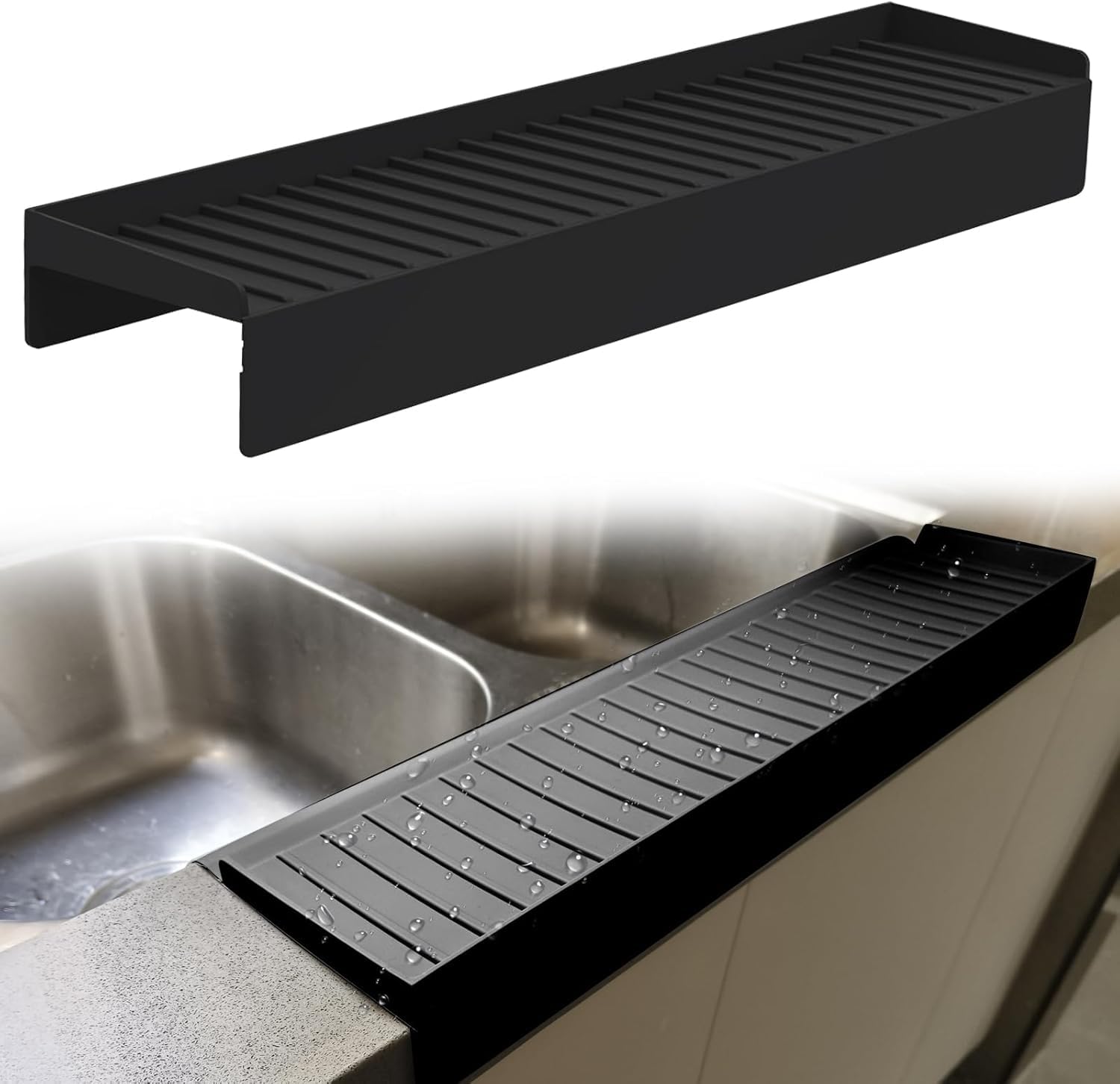 Supvox® Silicone Sink Edge Protector Splash Guards Countertop Protectors for Kitchen Sink, Splash Guard for Bathtub Sink, Multifunction Dry and Wet Separation Strip, 4x20 inches