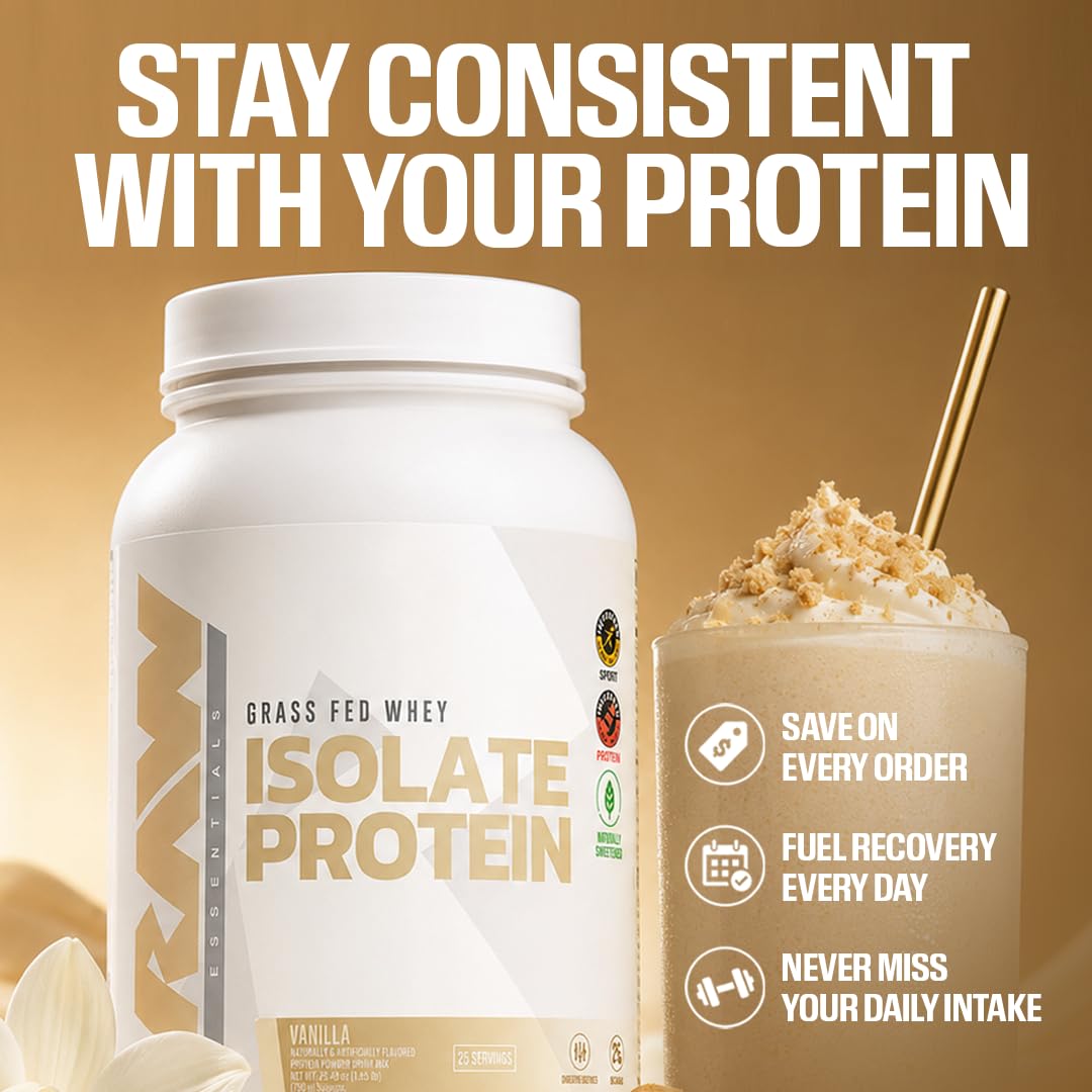 RAW Whey Isolate Protein Powder, Dark Chocolate - 100% Grass-Fed Sports Nutrition Whey Protein Powder for Muscle Growth & Recovery - Low-Fat, Low Carb, Naturally Flavored & Sweetened - 25 Servings — Amazon image 7