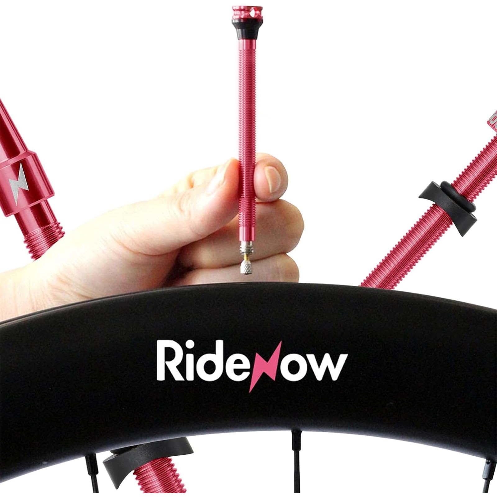 Set da 2 Valvole Tubeless Presta 45/65/85 mm in Alluminio 7075 con Nucleo Rimovibile, Valvole Eloxate Nero & Rosa | Per MTB, Gravel e Bici da Corsa