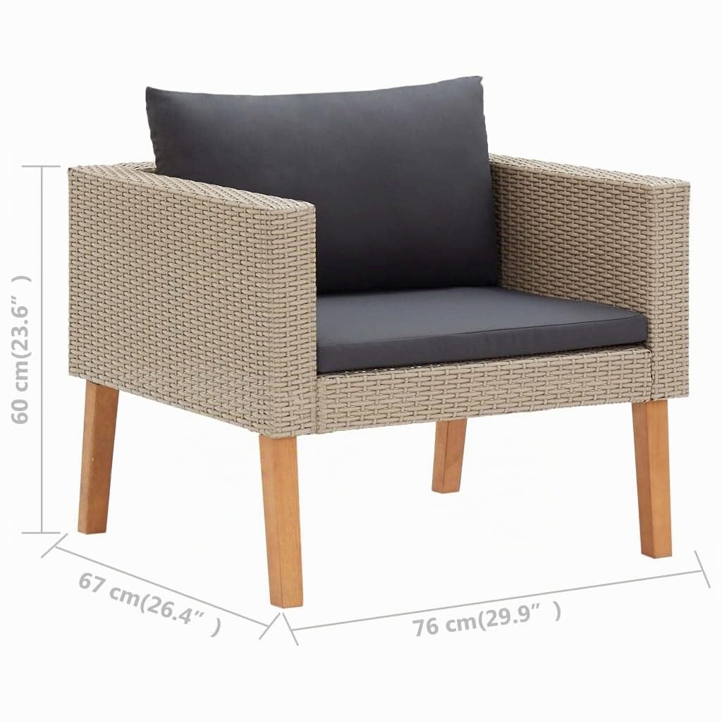 vidaXL Salon de Jardin 3 pcs avec Coussins Mobilier de Patio Mobilier d'Extérieur Meubles de Jardin Meubles de Terrasse Résine Tressée Beige