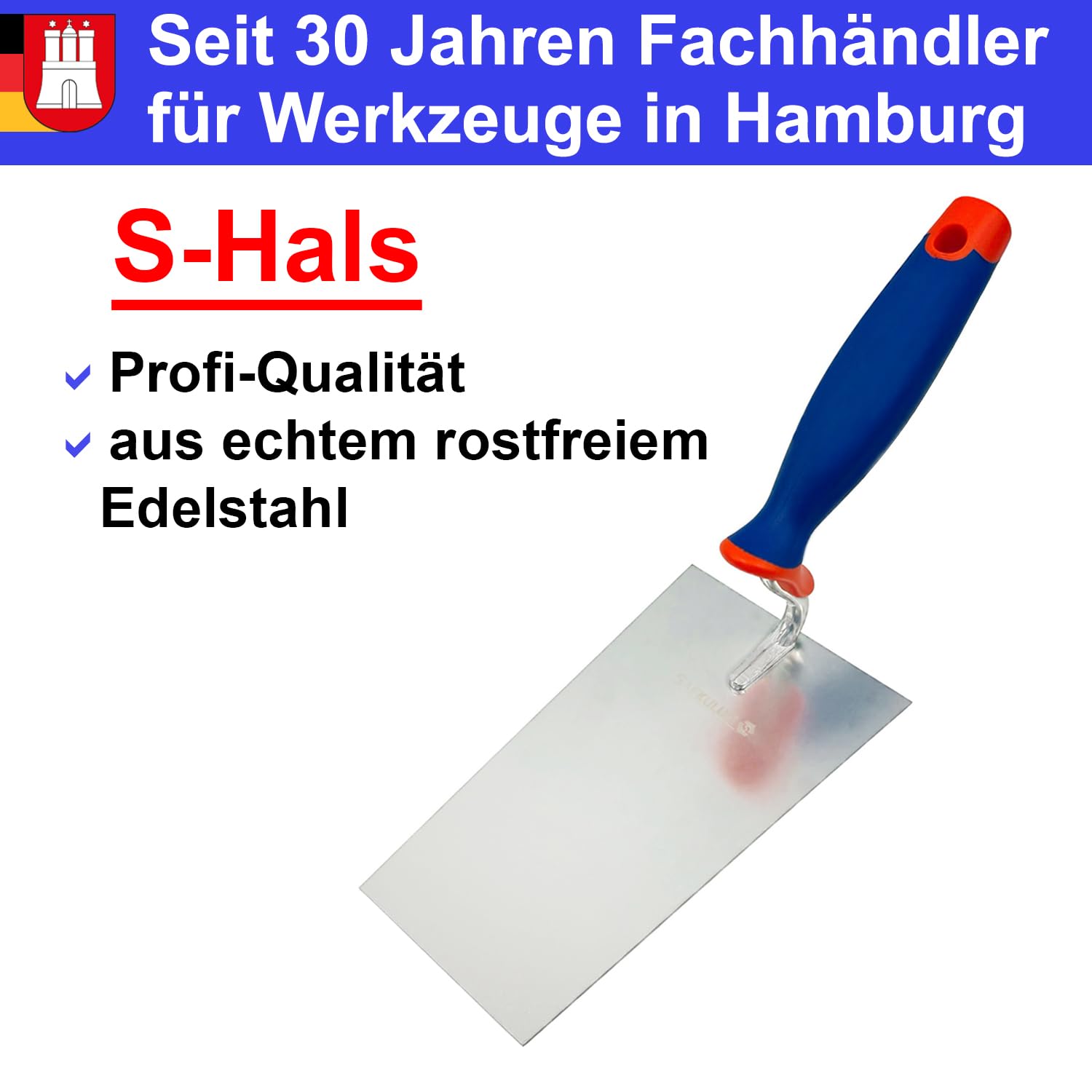 Kellen Set 8-tlg: Maurerkelle S-Hals (160mm und 180mm) + Gipserspachtel (60mm + 80mm + 100mm) + Putzkelle + Zungenkelle + Fugenkelle, Rostfreiem Edelstahl Kellen Gipserkellen Maurerwerkzeuge