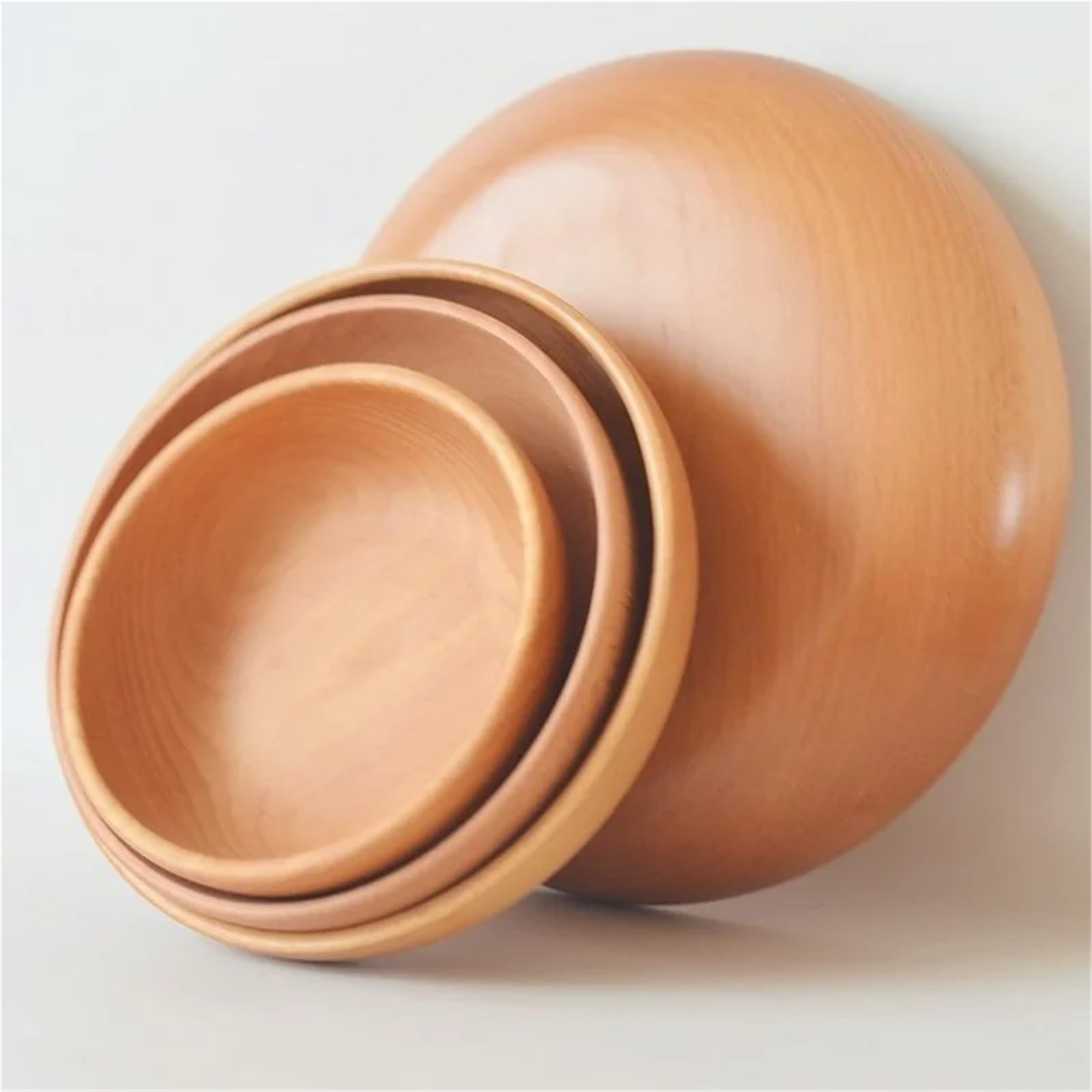 Ensaladera de madera grande, redonda, for sopa, juego utensilios cocina, hecha a mano(15X4.5CM)