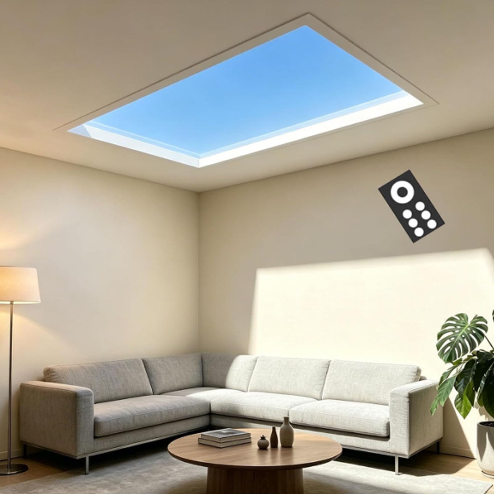 Panel świetlny LED Blue Sky, sztuczne świetliki do pomieszczeń bez okien | Ściemnialne, dekoracyjne oprawy oświetleniowe z pilotem, panel dający wrażenie światła słonecznego Sky-30 * 60Integrated