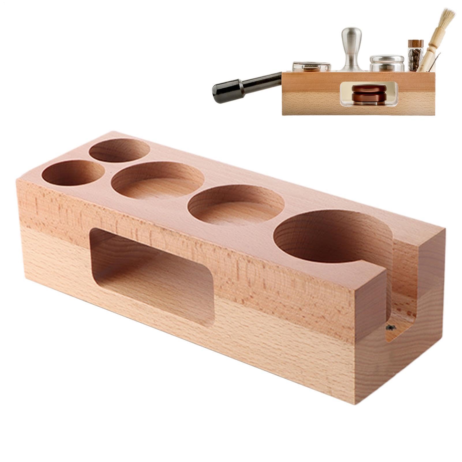 Espresso Estación de Sellado Organizador de Madera Natural de 58 mm