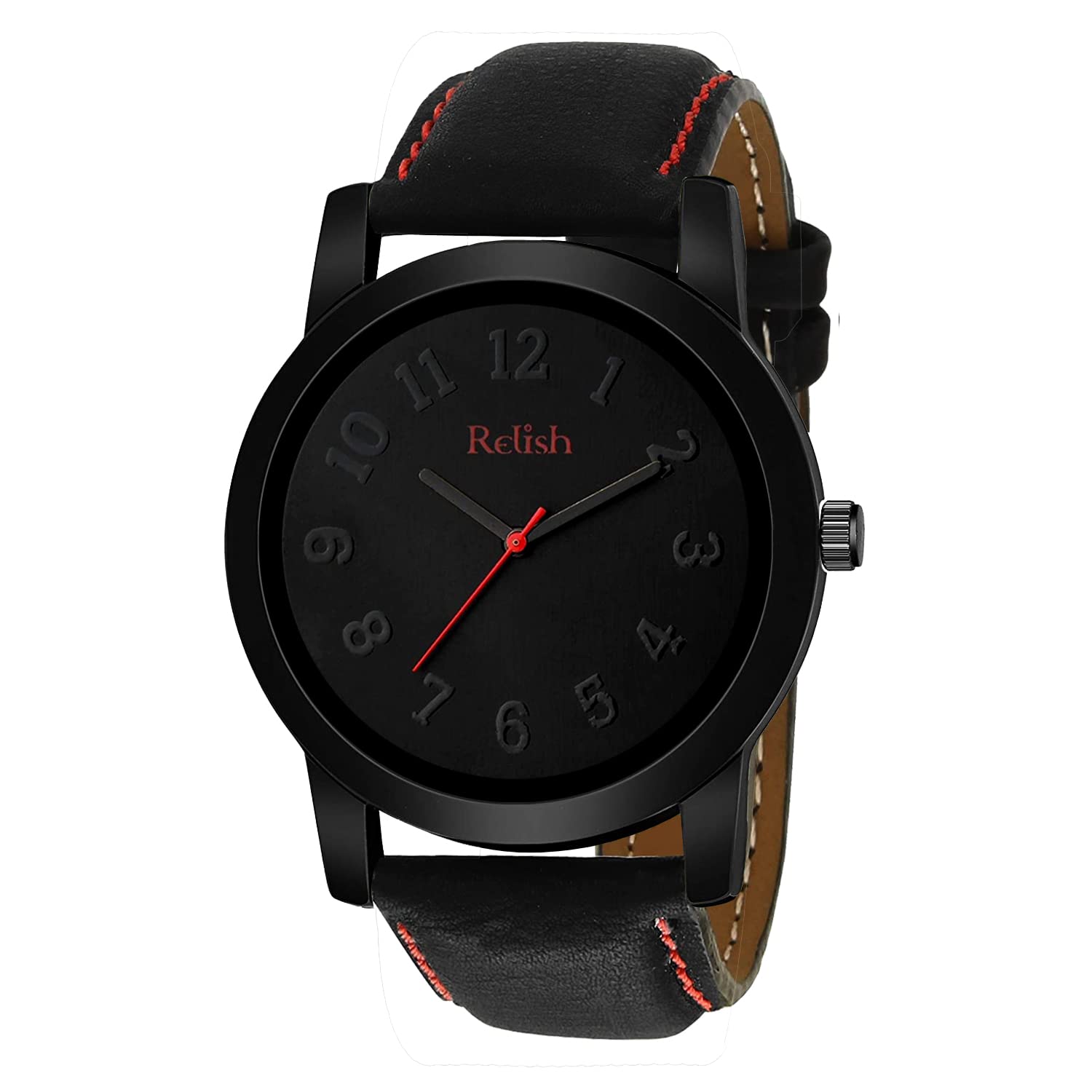 Relish Casual Analog Black Dial Mens Leather Strap Watch (Black) (B0B35VRQYT) Amazon Price History, Amazon Price Tracker