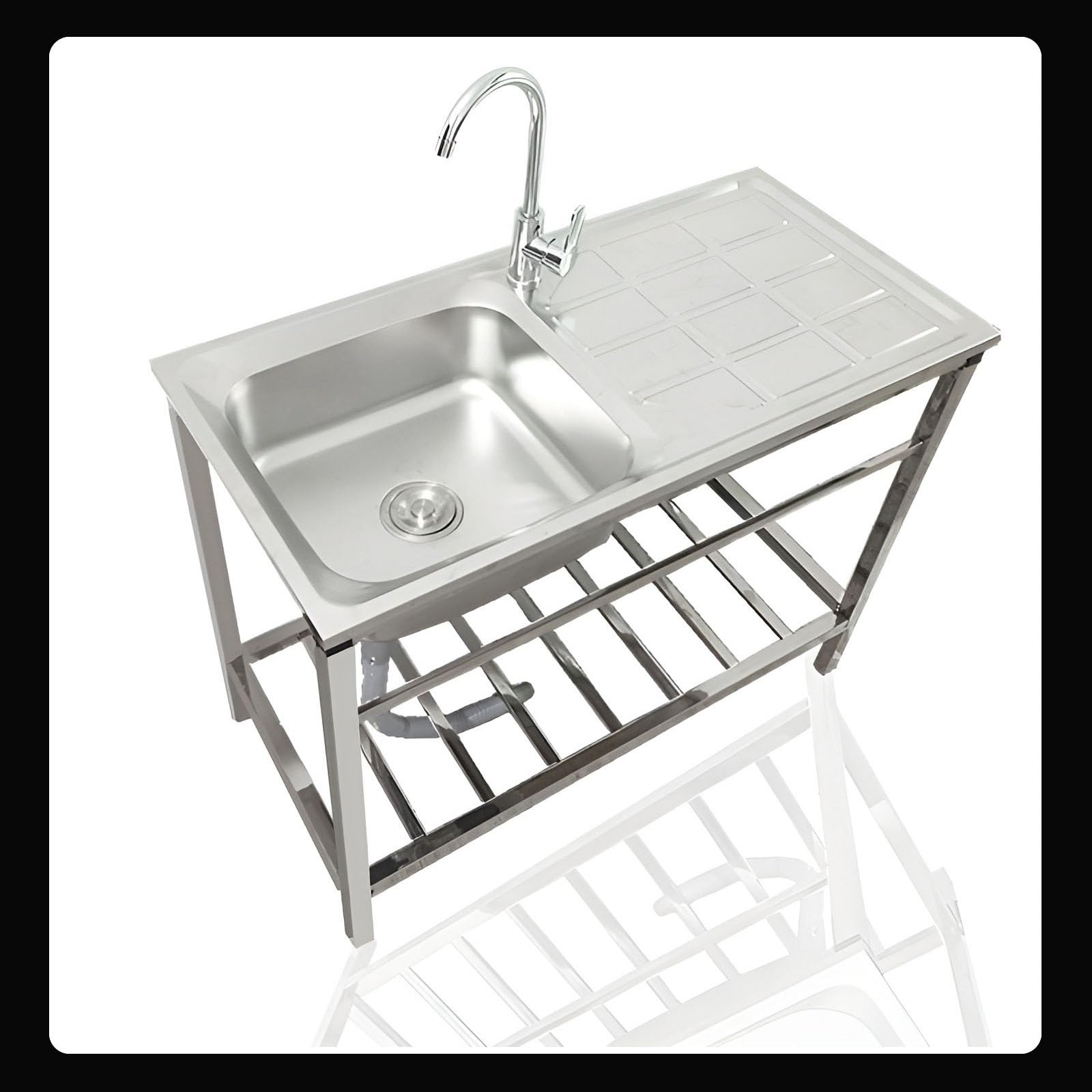 Évier portable acier inoxydable pour station de lavage arrière-cour et jardin
