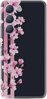 Kılıfland Vivo V30 Lite ile Uyumlu Kılıf, HD Baskılı, Silikon, Çiçek Desenli, Siyah
