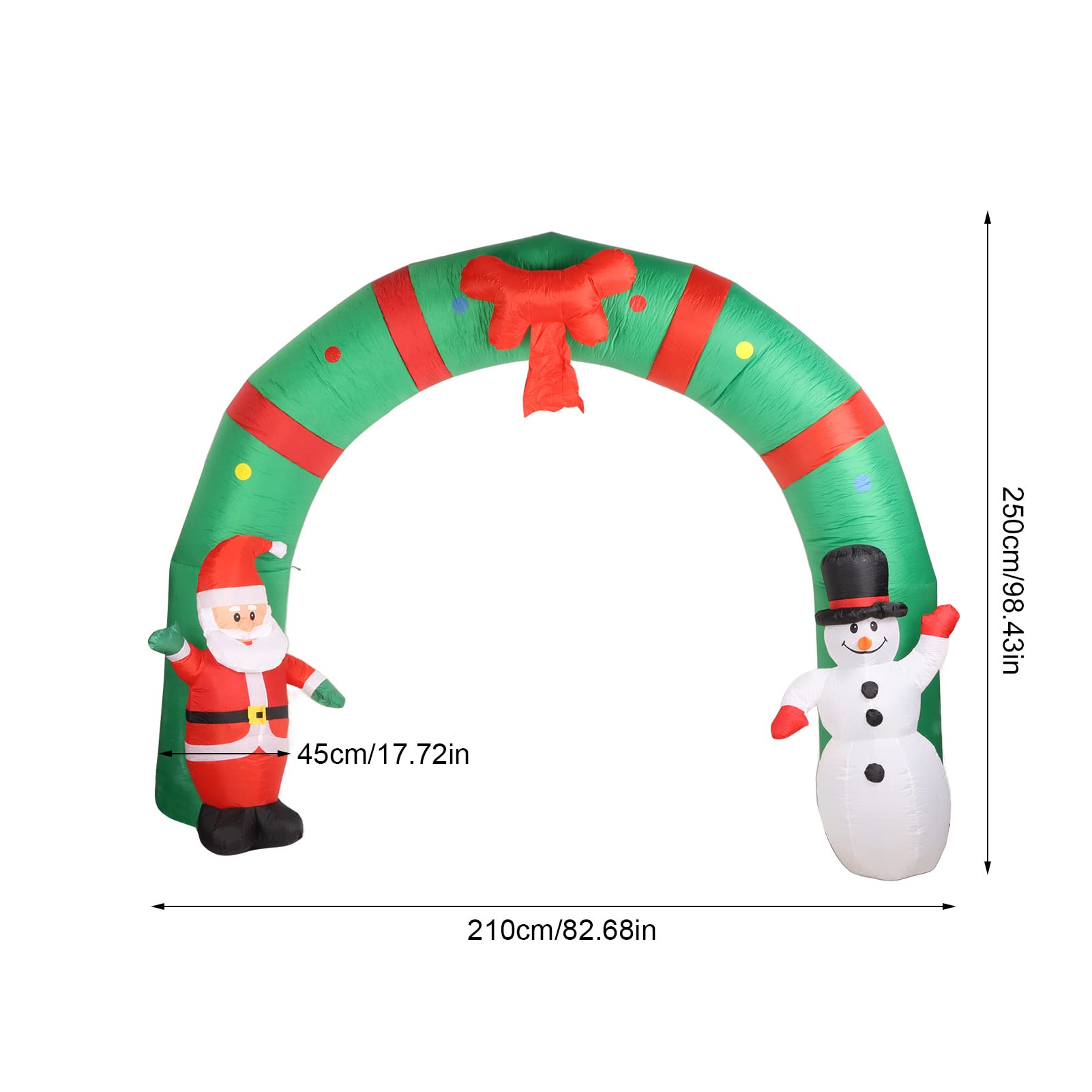 8ft Navidad Arco Inflable con Santa y el muñeco de Nieve, Luces LED, Blow Up Yard Decoraciones Decoraciones de Navidad Decoraciones al Aire Libre para Navidad Fiesta, Jardín