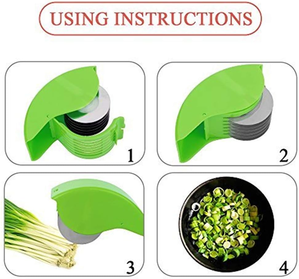 Herb Roller Mincer, AOZBZ Manual Hand Scallion Chive Mint Cutter with 6 Stainless Steel Blade Kitchen vegetable chop
