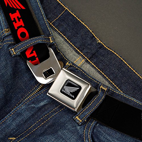 Buckle-Down Seatbelt Belt - HONDA/Wing Logo Black/Red - 1.0" Wide - 20-36 Inches in Length2