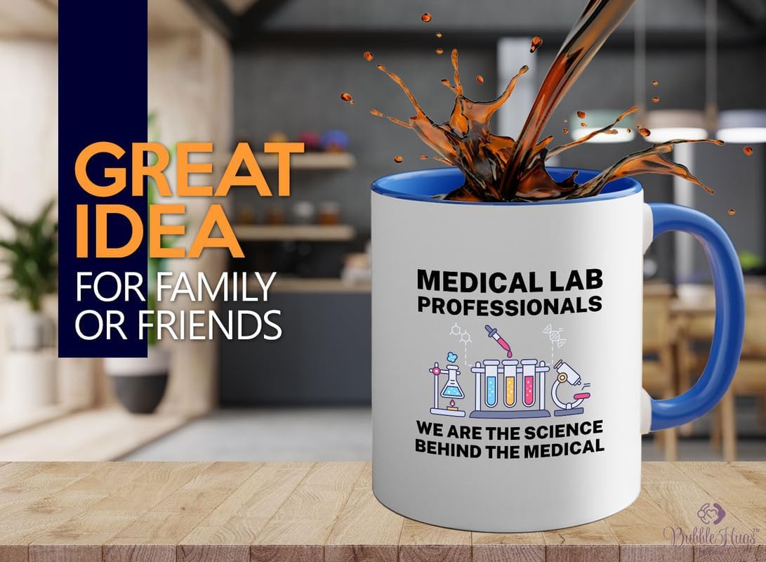 Med Laboratory Professionals 2Tone Mug 11oz Blue -Med Laboratory Professionals B - Doctor Pharmacist Nurse Pediatrician Lab Scientist Lab Assistant Biologist Microbiology