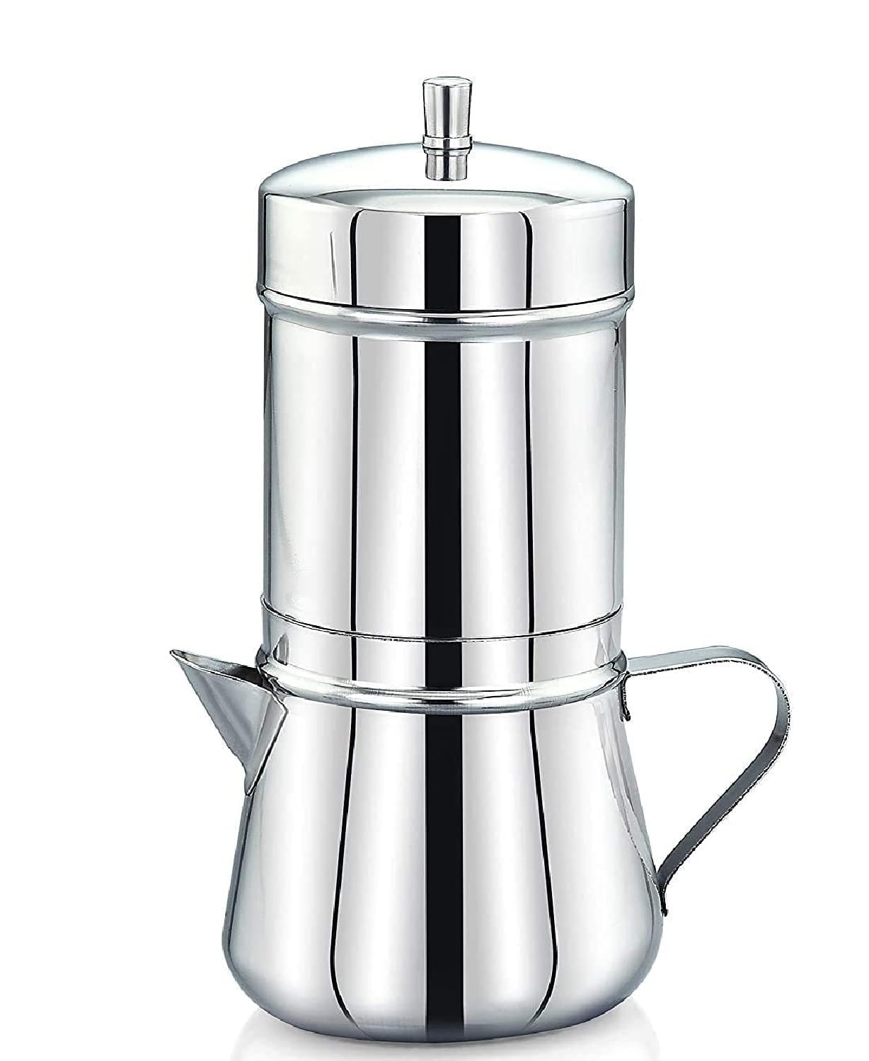 ASVMART Stainless Steel Authentic South Indian Filter Coffee Maker | Drip Madras Coffee Percolator | Brewed Coffee Maker | Tea Pot/Coffee Kettle | 190ML (Silver)