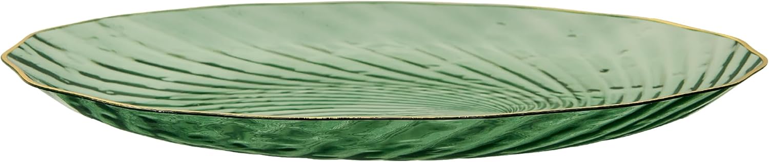 PLASTICPRO 30 Pack Plastic Plate Set of 15-10 inch Plates and 15-7 inch Plates, Elegant Clear Green Spiral and Gold Rim Disposable Fancy Plate Premium Heavyweight - Image 9