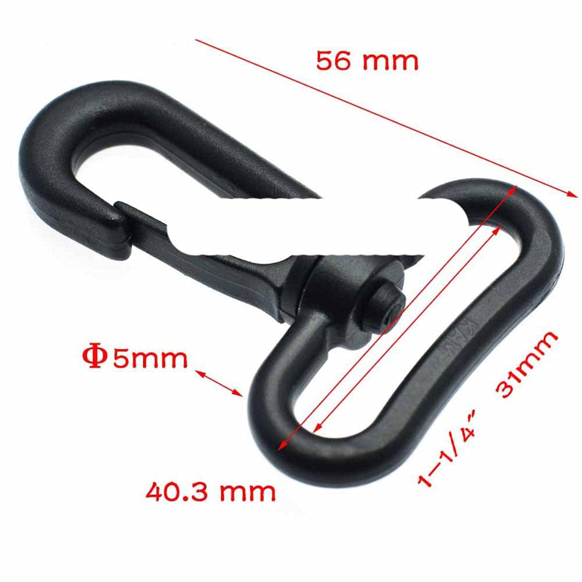 Ganchos a presión de plástico Hebillas de mochila giratorias giratorias Correas 20 mm 25 mm 31 mm 38 mm-500 piezas, Tamaño de las correas 20 mm