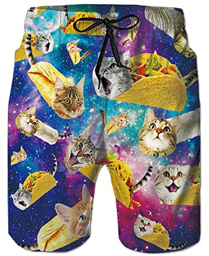 Herren Badehose Galaxie Toca Katze Druck Trocknen Schnell Badeshorts Sommer Schwimmen Strand Surf Shorts Bademode Mit Netzfutter L