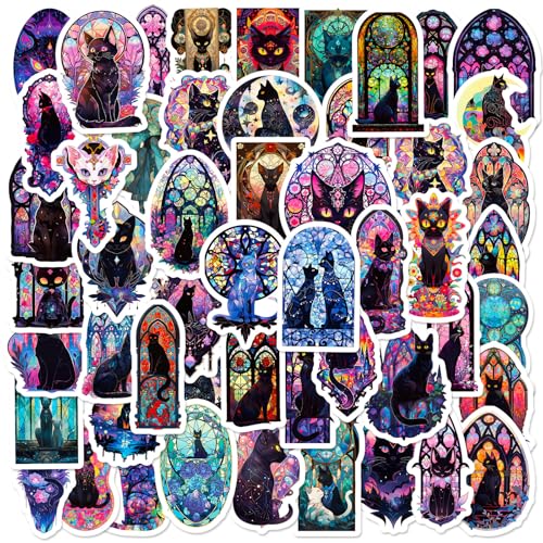 50枚入り ゴシック ブラックキャット カートゥーン ステッカー 防水 スーツケース デコレーション用