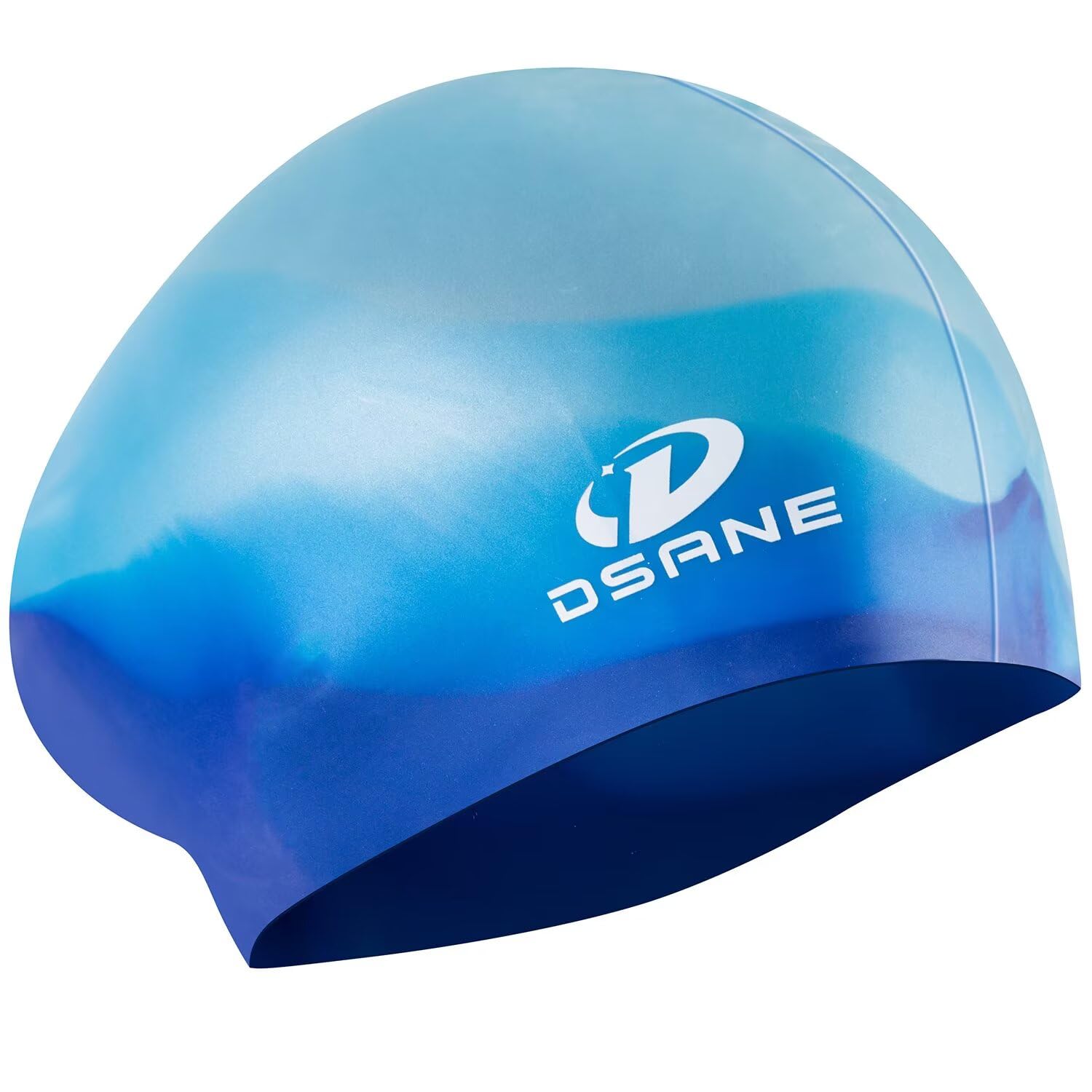 Womens Silicone Swim Cap for Long Hair,3D Ergonomic Design Silicone Swimming Caps for Women Kids Men Adults Boys Girls with Ear Plug and Nose Clip(Mix Blue/L) — image 1