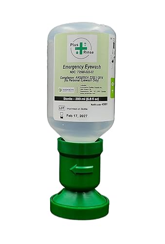 Plum Plus Rinse 45991-10 Botella de lavado de ojos salino estéril, 6.8 fl oz, 6.5 pulgadas de altura, 2.25 pulgadas de ancho, 2.25 pulgadas de