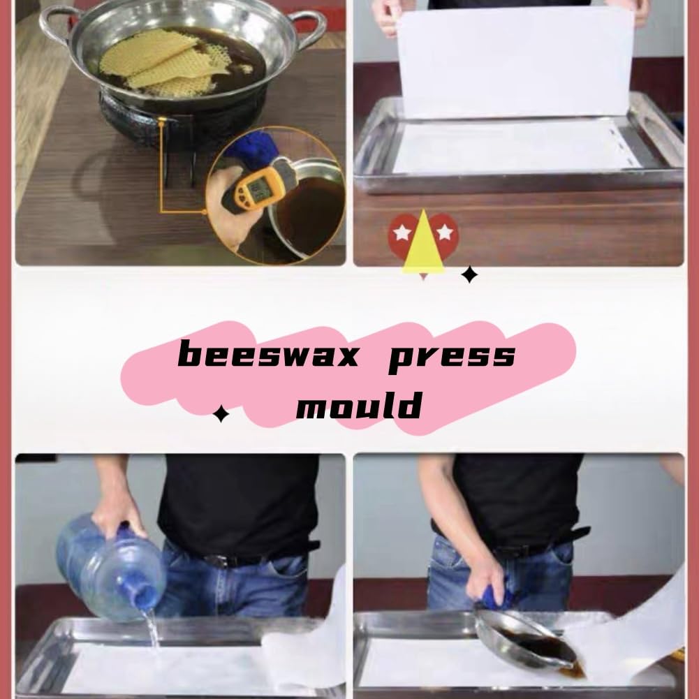 Stampo per cera d'api, 2 pezzi flessibile in gomma gialla con motivo esagonale resistente all'usura, foglio fondazione per alveare 5,4 mm, apicoltura fai da te produzione cera