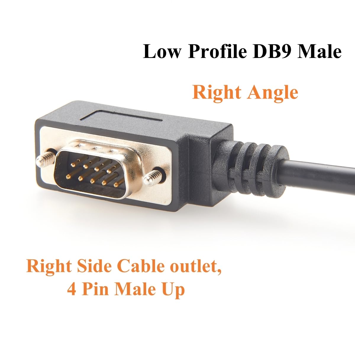 90 Degree Low Profile DB9 RS232 Serial Cable Right Angle Ultra-Thin D Sub 9Pin Male to Open End Bare Wire RS232 PLC Programming Cable for Modem, Scanner, Printer (4Pin Up, 1M/3.28FT)