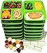 14-Pack 3 Compartment Meal Prep Containers with Lids, 1oz Leak Proof Sauce Cups & Labels Set. Microwave & Dishwasher Safe, BPA Free, Portion Control Bento Lunch Box Food Containers (Alive Green)