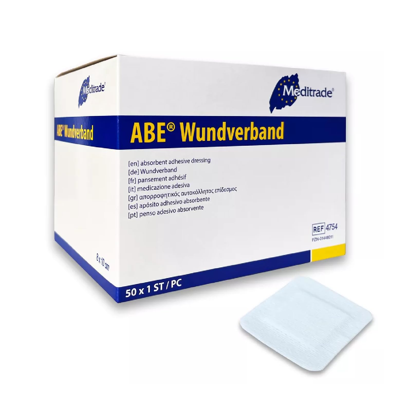 Wundpflaster Steril 8x10cm 50 Stück, Steriler Wundverband Pflaster Sensitiv Saugstark & Hautfreundlich, Wundauflage nicht haftend 4x5cm Akute Wundversorgung+E-Book (über Gesundheit)