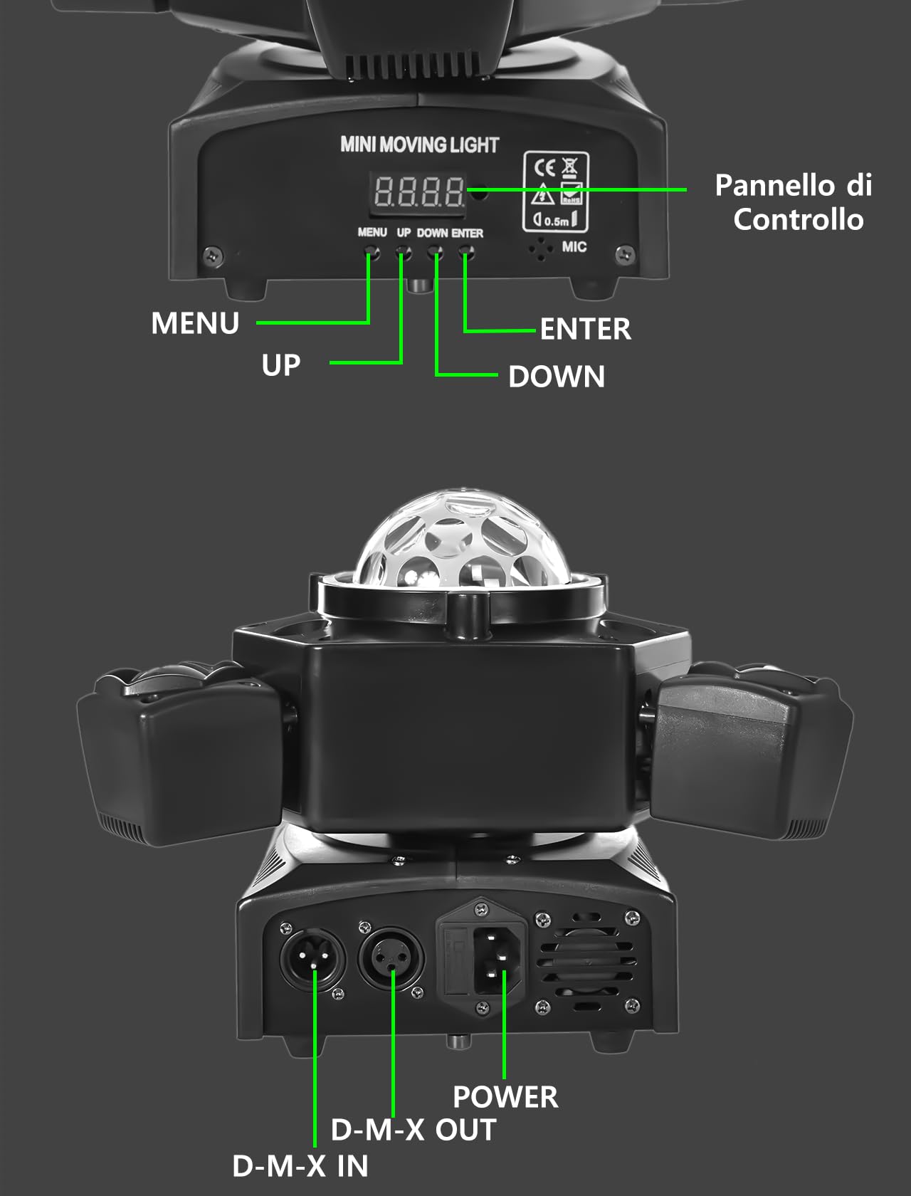 150W Luci da Discoteca a Testa Mobile, Teste Mobili Luci LED RGBW con Controller DMX e attivazione Sonora, 25CH, con Telecomando, Beam Luci da Discoteca Rotazione per Festa Discoteca DJ Bar Matrimoni