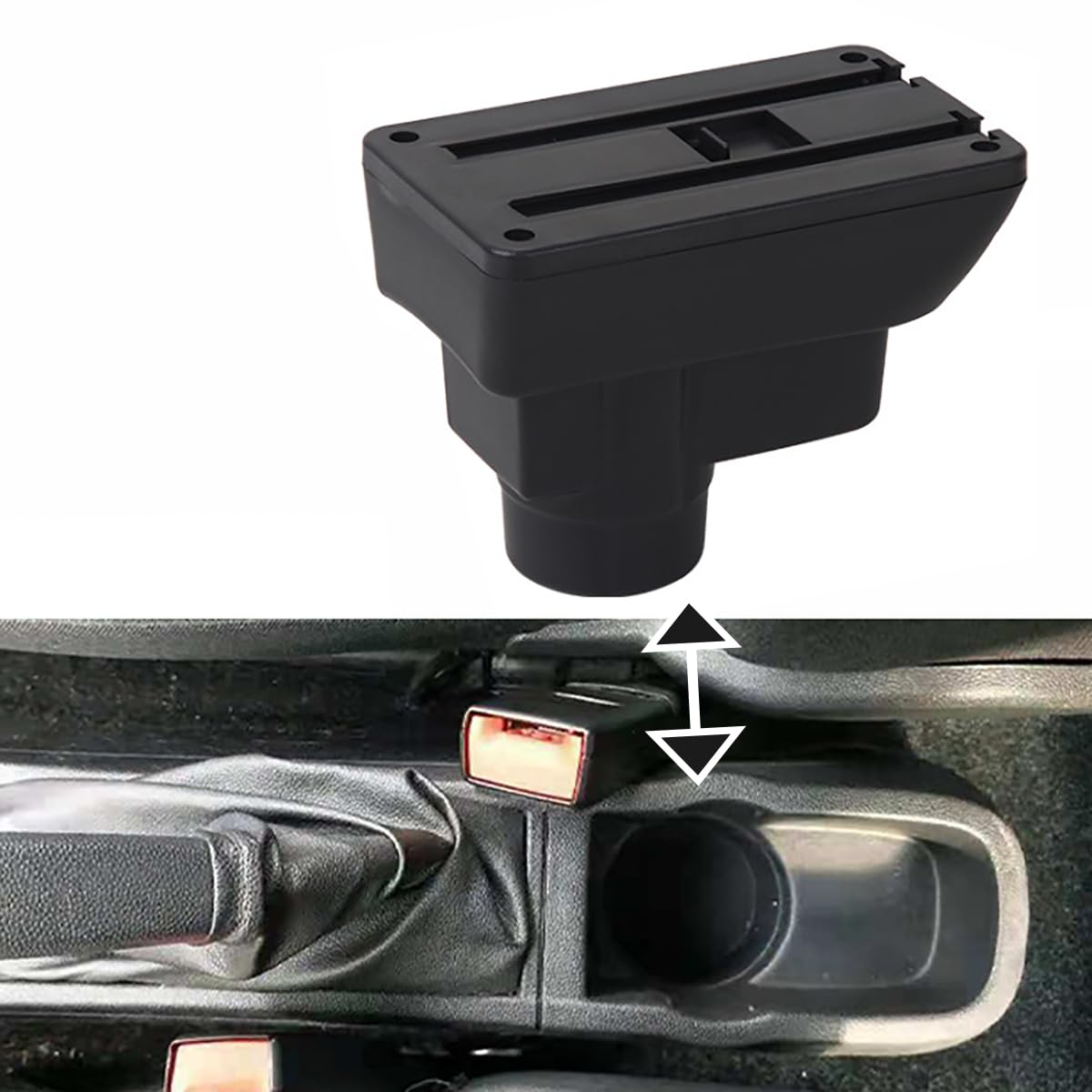 Bracciolo Centrale per Opel Corsa D 2006-2014, Doppio Scomparto, Pelle Nera, Facile da Installare, Accessorio Auto Personalizzato