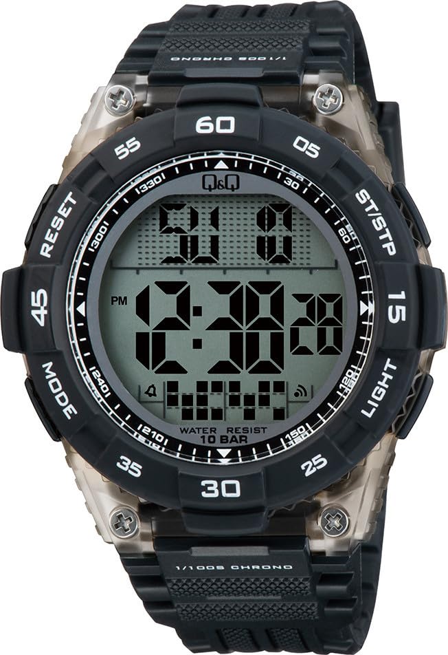 Image of Q&Q Mens Black Digital Watch 100 Meters Wr