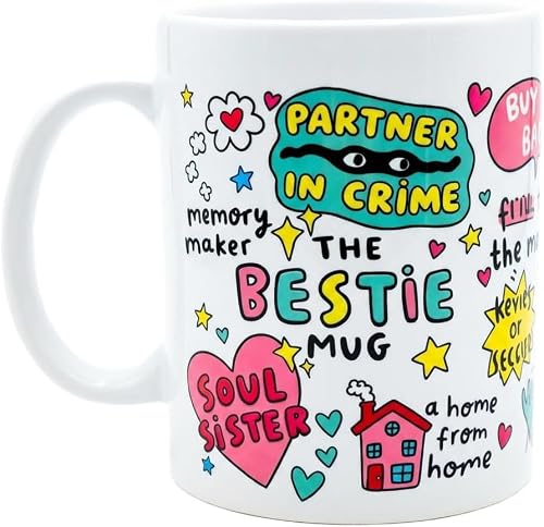 Image of ALINK Bestie Coffee Mug 11oz, Cute Friendship Gift for Women, Soul Sister Mug, Best Friend Birthday Gifts for Female Friend, Funny Aesthetic Ceramic Cup for Christmas, Mother's Day