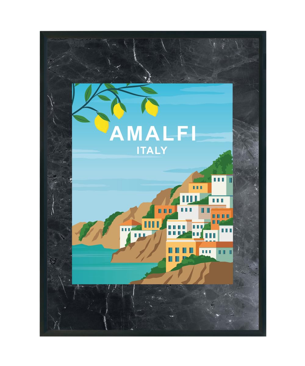 Hippowarehouse Amalfi. Seaside town in Italy Printed Poster A3 Wall Art Design Classroom Room Gym Office Décor