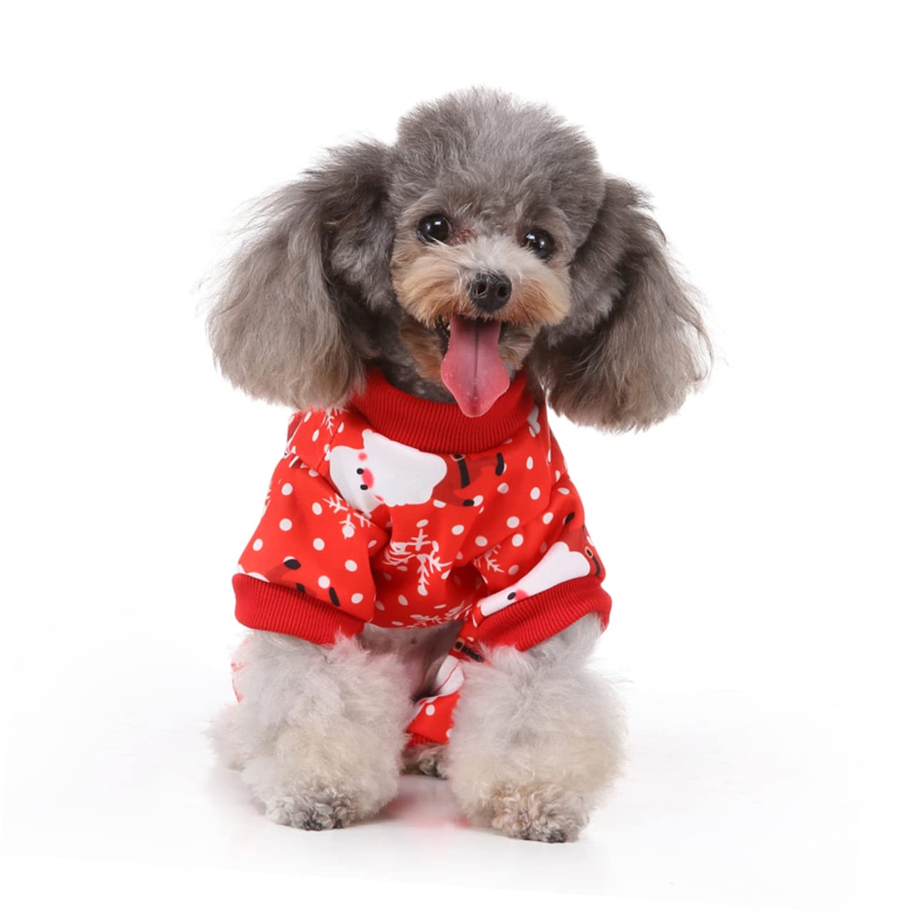 HMJGDHX 2 Pezzi di Vestiti per Cani di Natale Caldo Vestito per Animali Domestici con Motivo Babbo Natale per Panno per Cani da Festa per Cuccioli