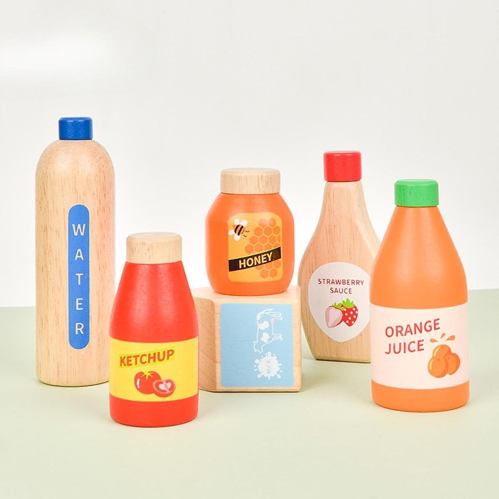 Ensemble de Petits Jouets en Bois Représentant des Aliments et des Boissons, Idéal pour Les Jeux D'imitation des Enfants (garçons et Filles).