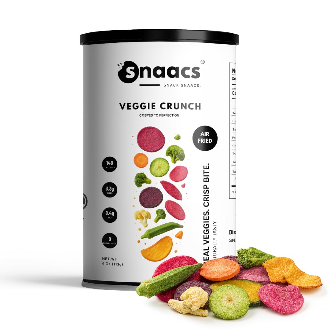 SNAACS Veggie Crunch | Mixed Vegetable Snack with Bold & Savory Crunch | Air-Fried Snack - 4 oz | 113 g Veggie Crunch 4 oz | 113 g