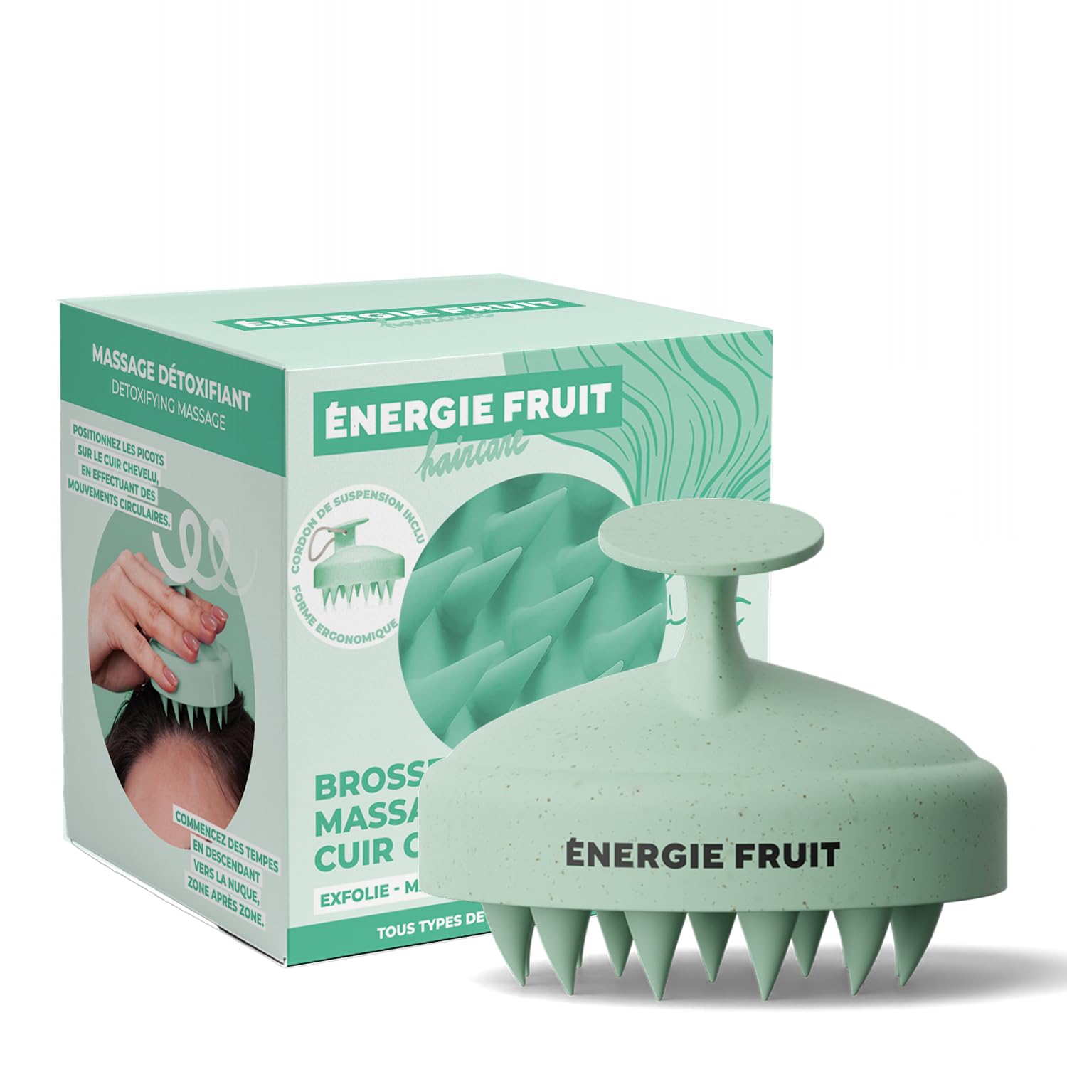 ENERGIE FRUIT - Scalp Massage Brush - Soft Brush Hair Accessory - Scrub Exfoliation and Stimulation Scalp Growth - Removes White Residues and Dandruff