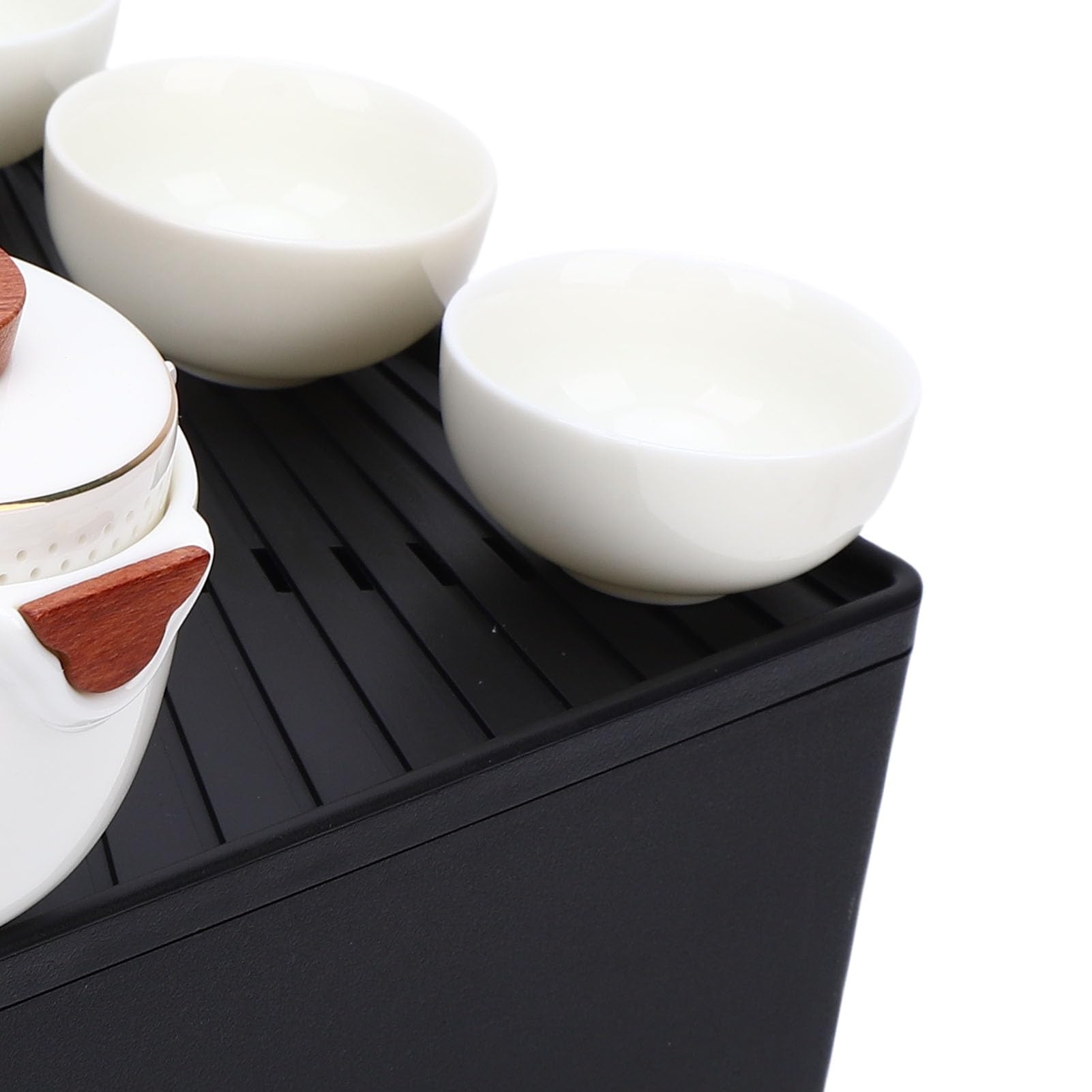 Alomejor Przenośny Zestaw Czajników, Ceramiczny Ekspres do Herbaty na tradycyjną chińską ceremonię Parzenia Herbaty Kung Fu z 4 Filiżankami dla Entuzjastów Podróży i Wypoczynku na świeżym Powietrzu