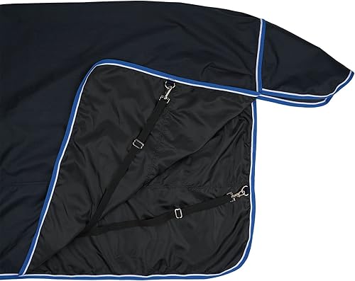 HORZE Glasgow Light Weight Waterproof Combo Turnout Sheet with Neck Cover (No Fill) - Dark Blue - 78 in(Dark Blue,78 in)