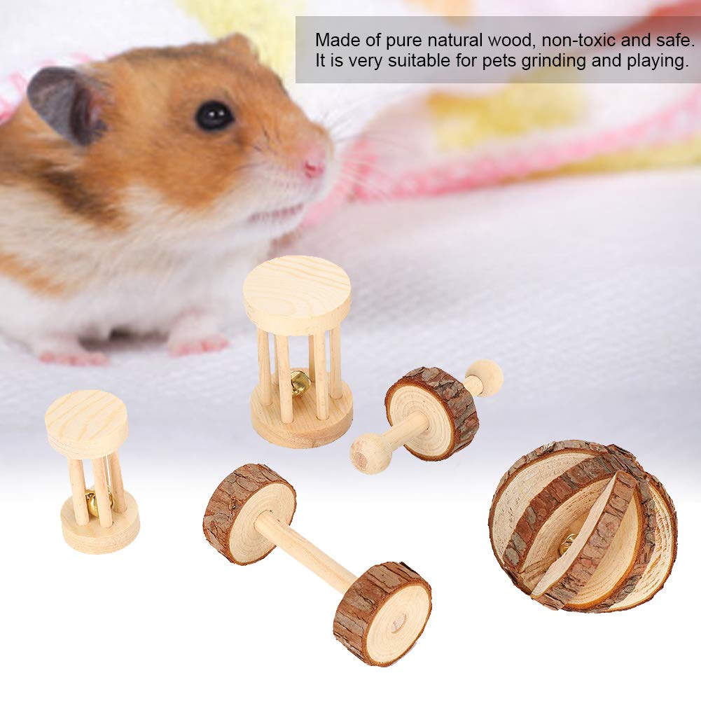 YOUTHINK 5 Unids/Set Pequeño Juguete para Mascotas, Juguete De Seguridad De Madera Juguete Dientes Molares Juguete para Conejo De Guinea Hamster Rata Rata